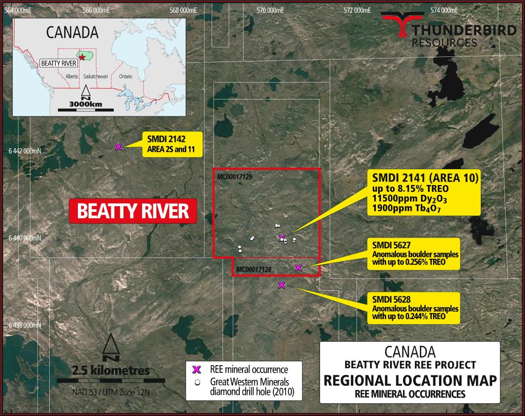 Beatty River REE Project location map